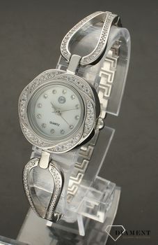 Zegarek damski srebrny z cyrkoniami 925. Tarcza z masy perłowej (4).jpg